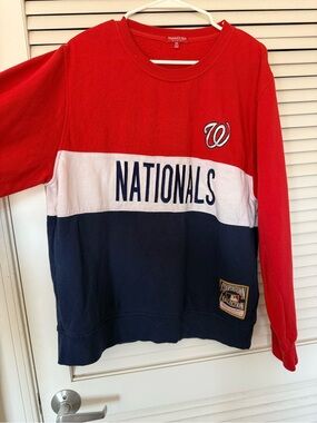 Washington Nationals 2XL Colorblock Crewneck Sweatshirt - Red/White/Navy